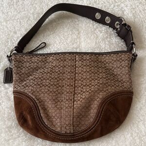 Coach Tan and Brown Signature Shoulder Bag